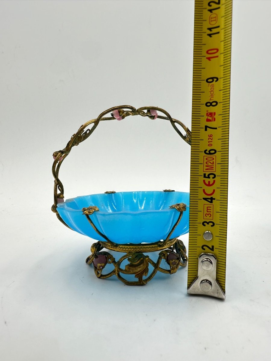 A Turquoise Blue Opaline Glass Basket-photo-1