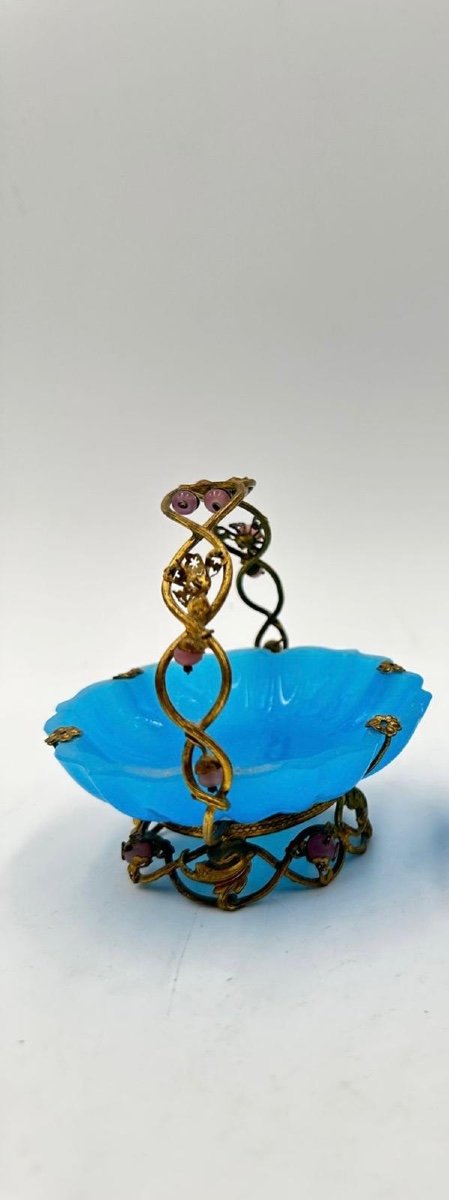 A Turquoise Blue Opaline Glass Basket-photo-3