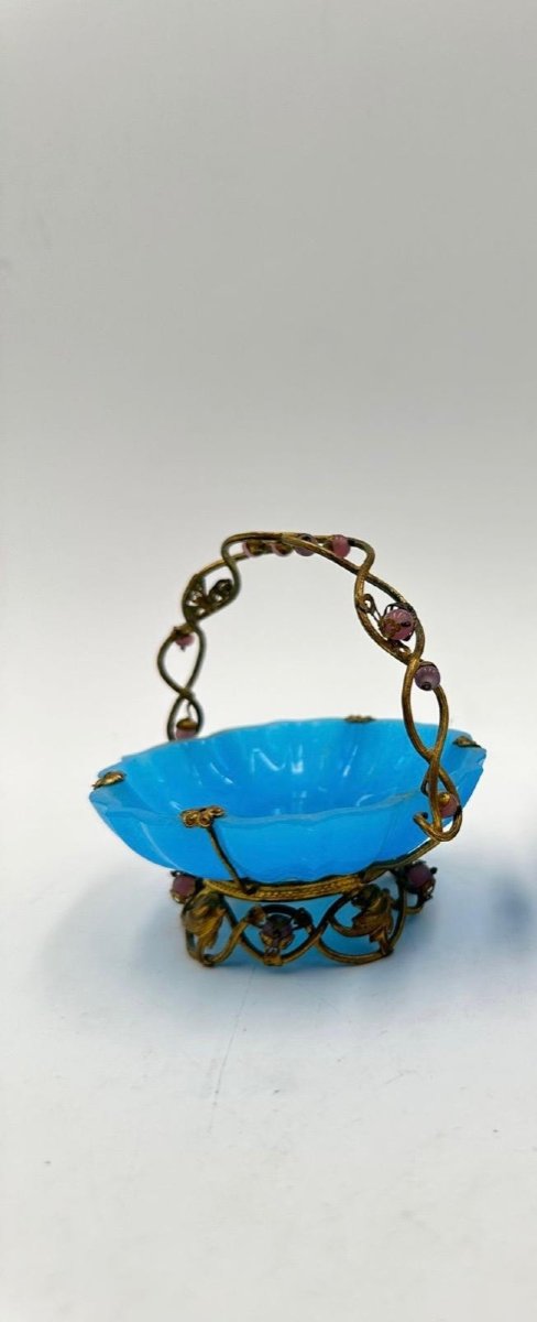 A Turquoise Blue Opaline Glass Basket-photo-4