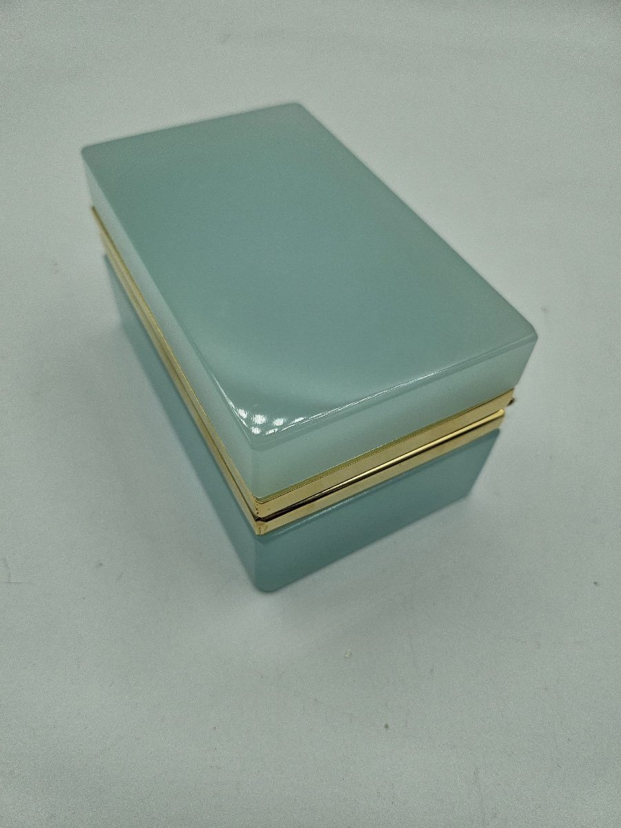 French Opaline Glass Casket Box In Pale Blue.-photo-2