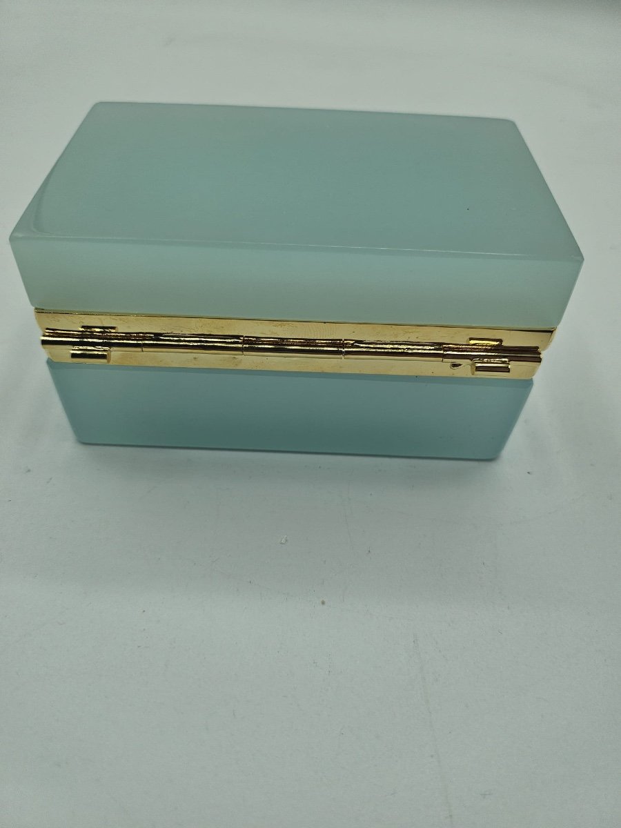 French Opaline Glass Casket Box In Pale Blue.-photo-3