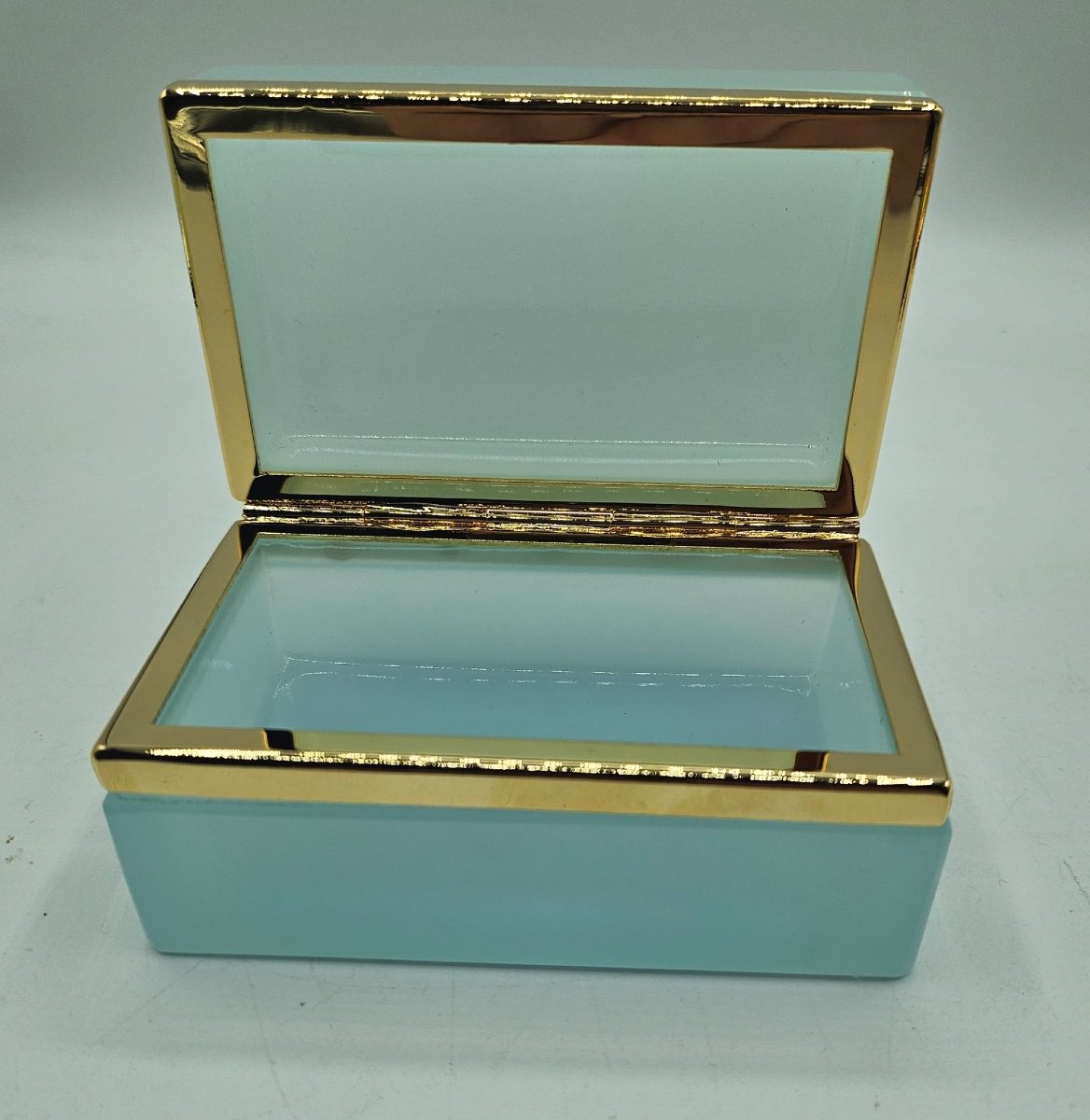 French Opaline Glass Casket Box In Pale Blue.-photo-1