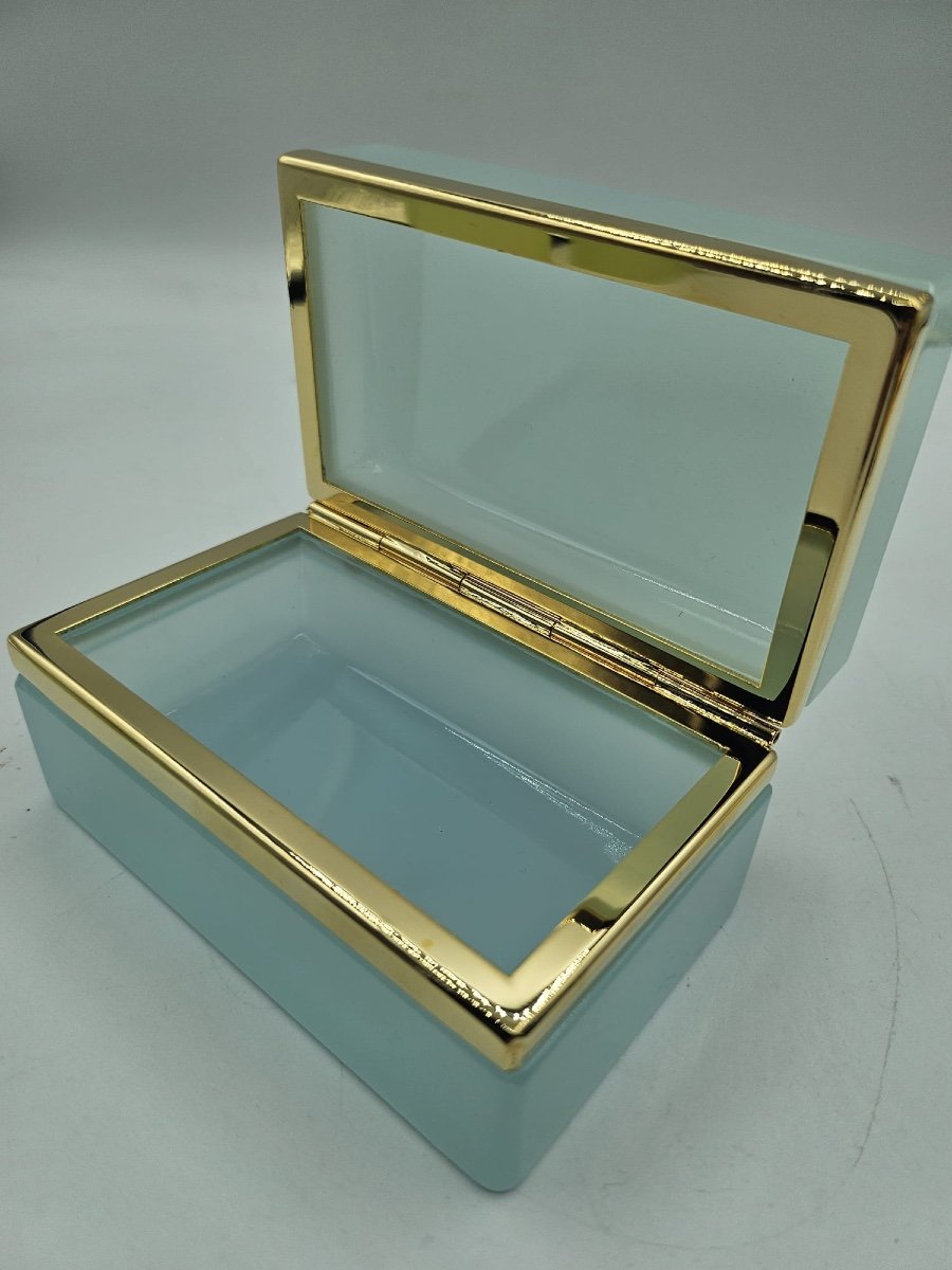 French Opaline Glass Casket Box In Pale Blue.-photo-2