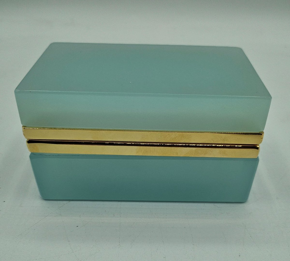 French Opaline Glass Casket Box In Pale Blue.-photo-3