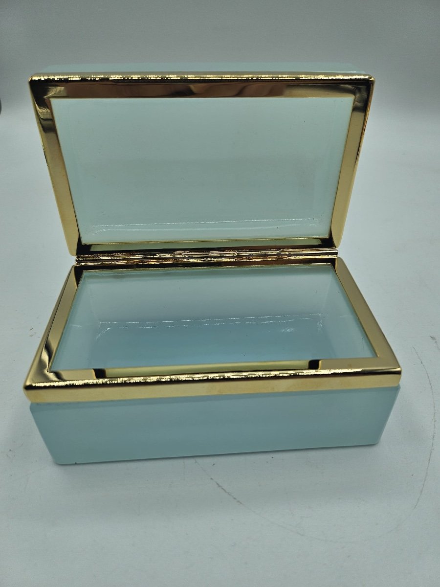 French Opaline Glass Casket Box In Pale Blue.-photo-5