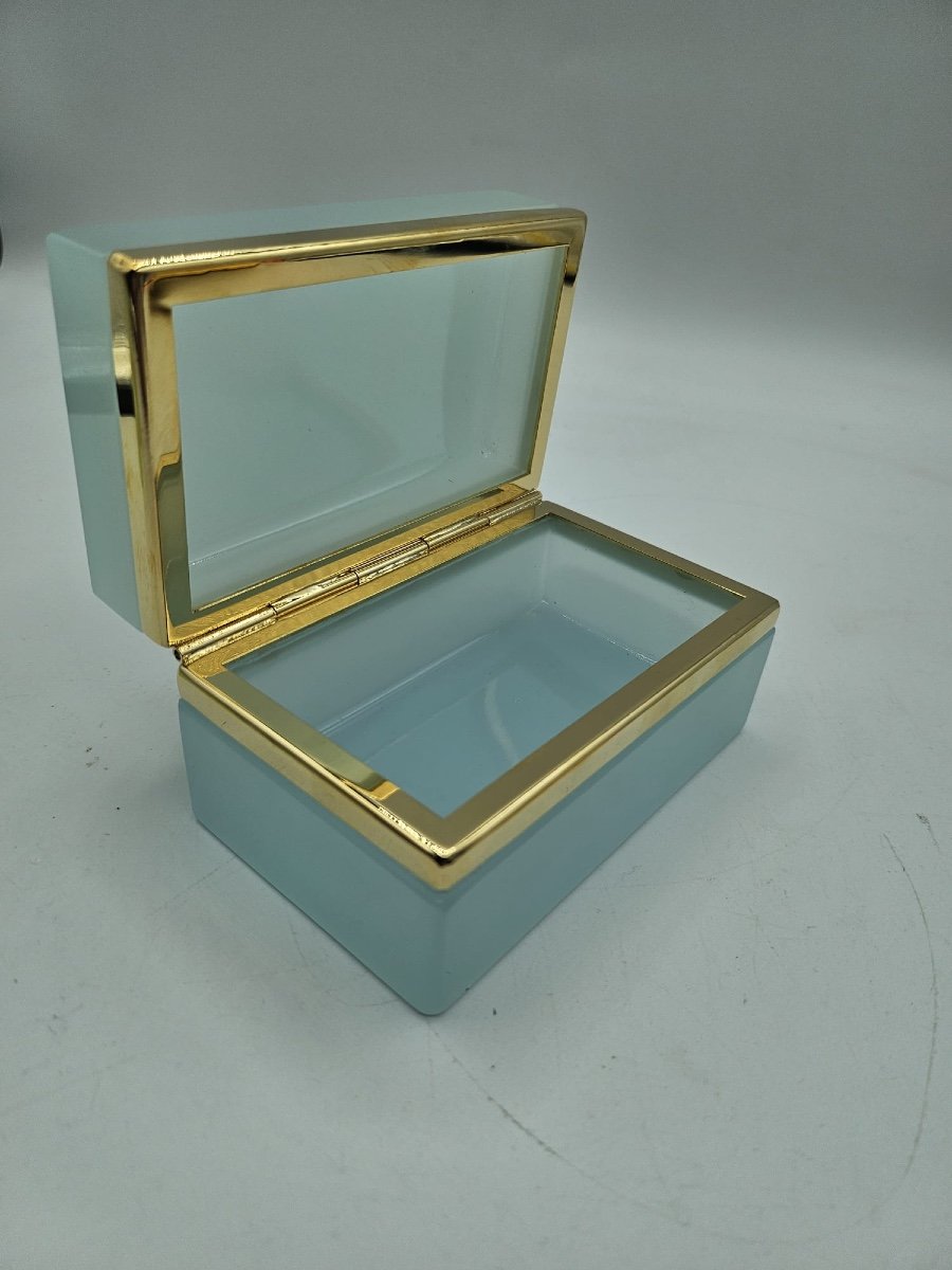 French Opaline Glass Casket Box In Pale Blue.-photo-6