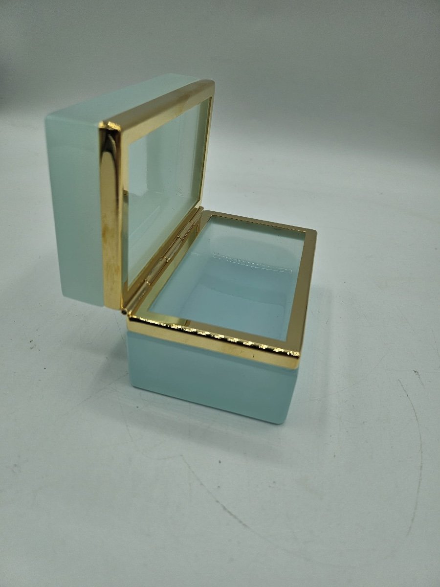 French Opaline Glass Casket Box In Pale Blue.-photo-7