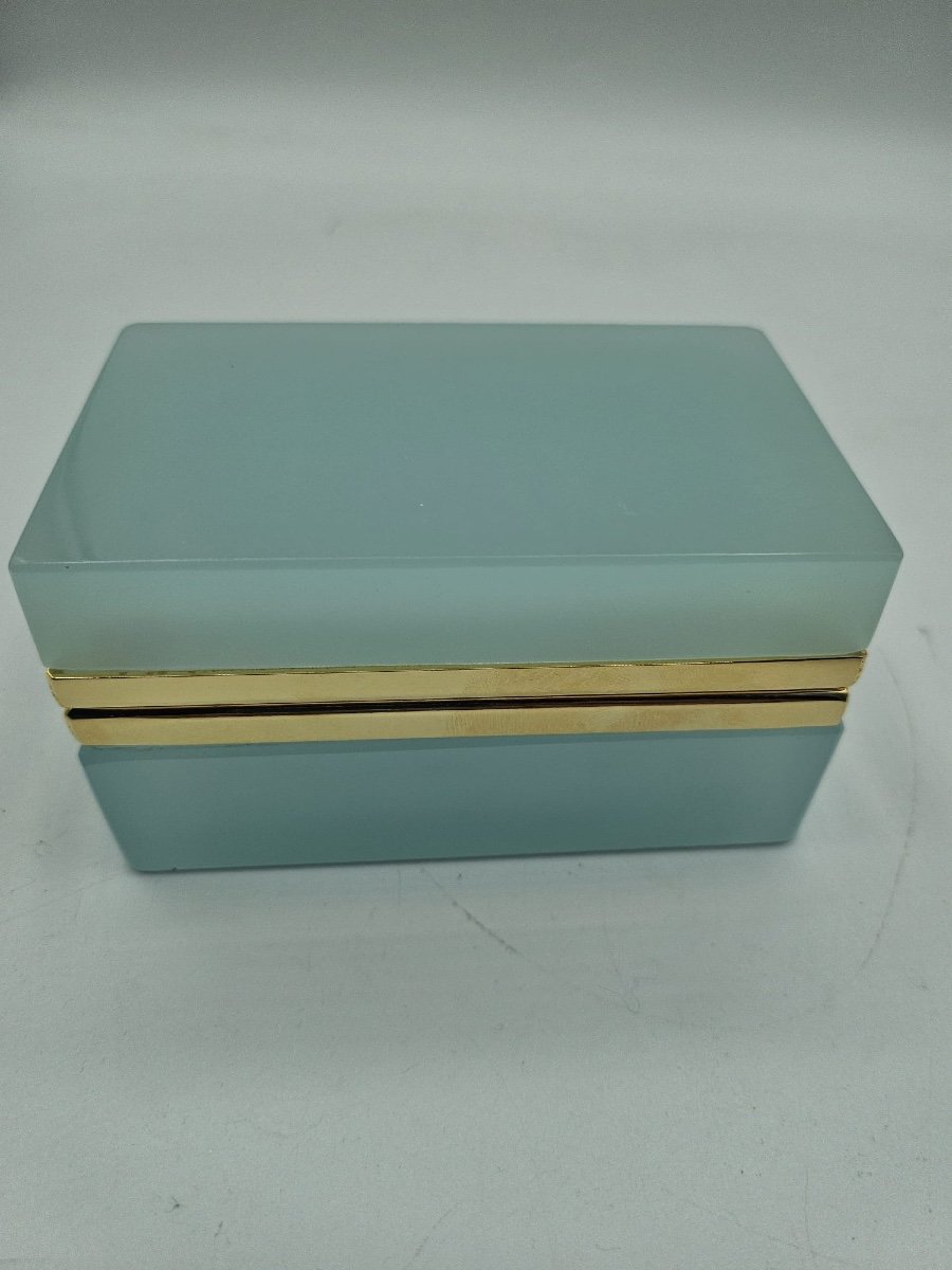 French Opaline Glass Casket Box In Pale Blue.-photo-8