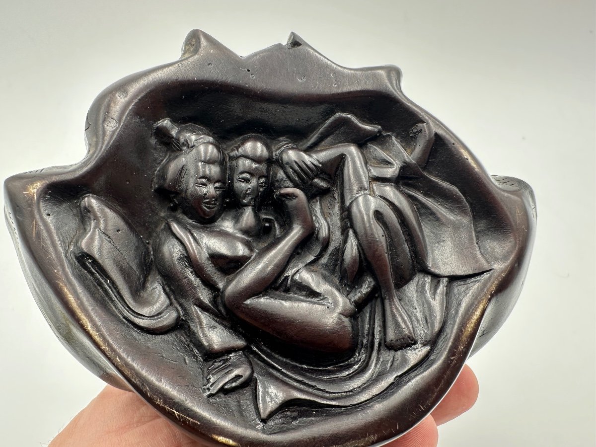 Extremely Rare Figure Of Buddha Carved With Unusual Erotic Scene.-photo-6