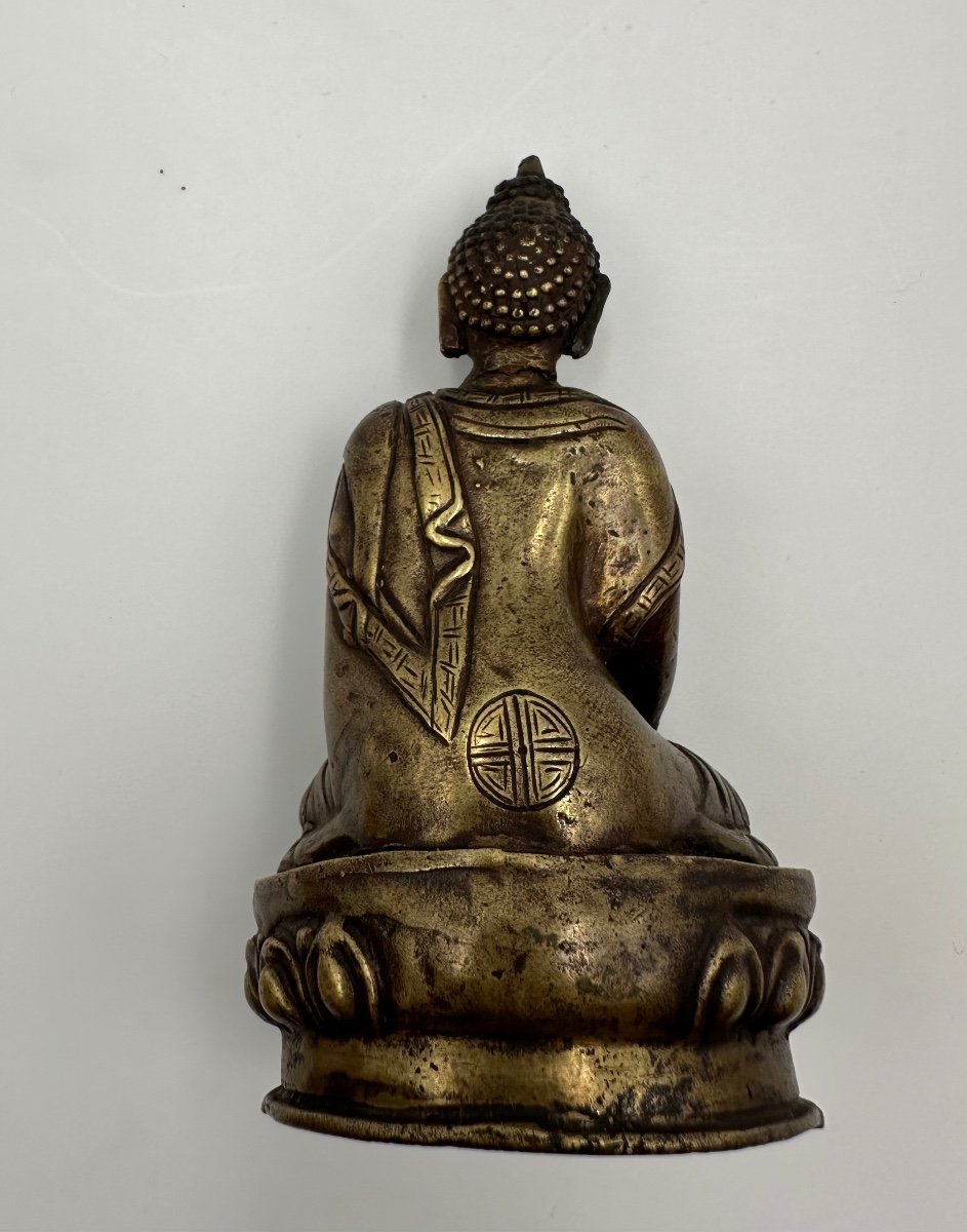 Statue Antique En Bronze Du Bouddha Assis  -photo-2