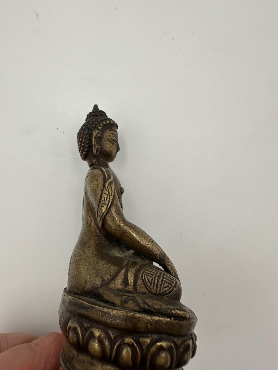 Antique Bronze Statue Of The Sitting Buddha  -photo-3