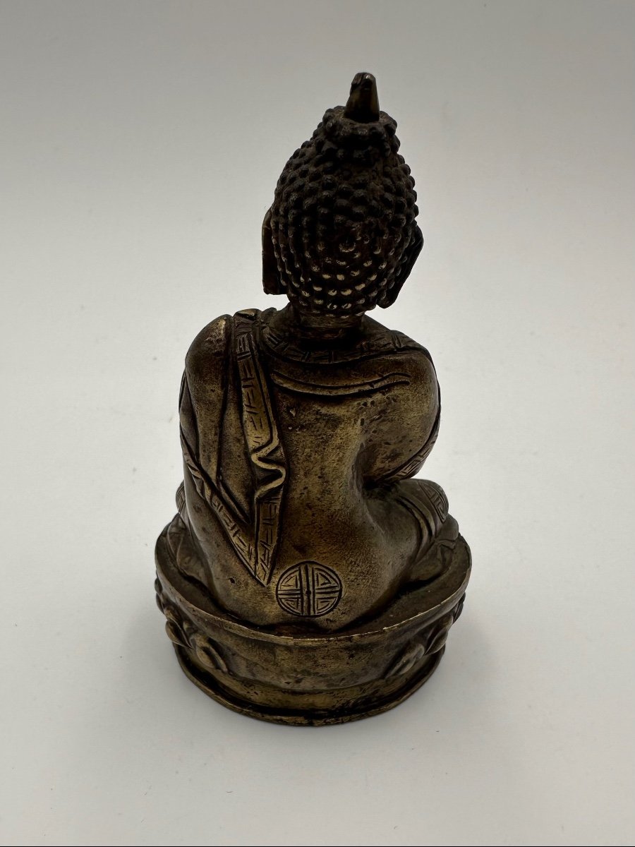 Statue Antique En Bronze Du Bouddha Assis  -photo-2