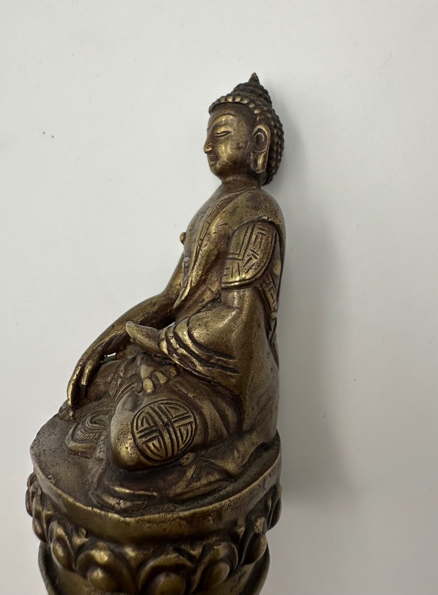 Antique Bronze Statue Of The Sitting Buddha  -photo-5