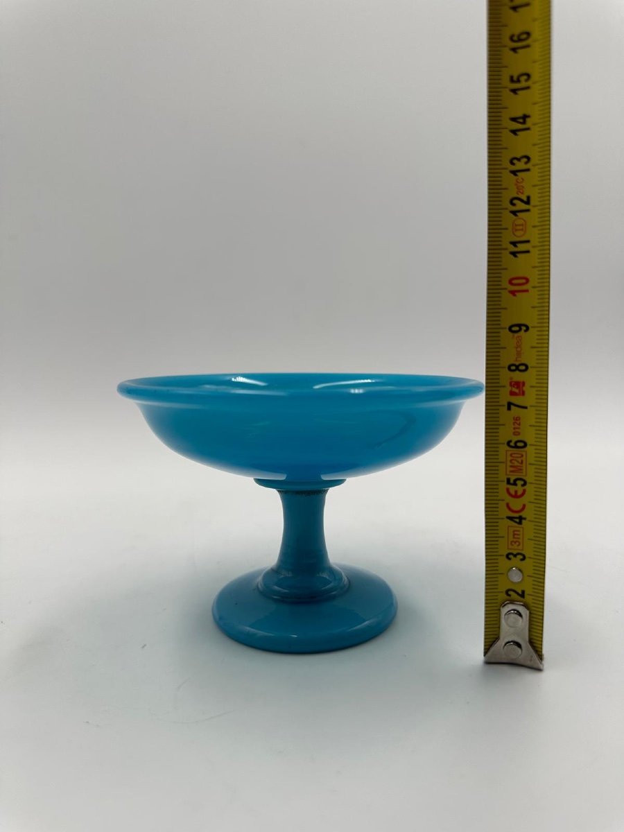 Antique Opaline Tazza In Blue,non Transparent. Epoque Charles X -photo-3