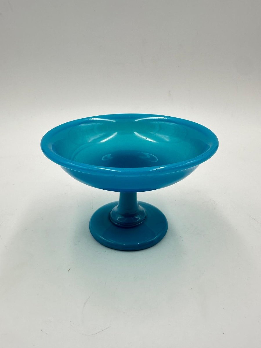 Antique Opaline Tazza In Blue,non Transparent. Epoque Charles X -photo-4