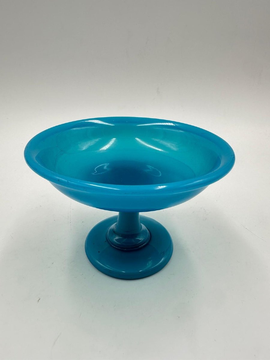 Antique Opaline Tazza In Blue,non Transparent. Epoque Charles X -photo-1