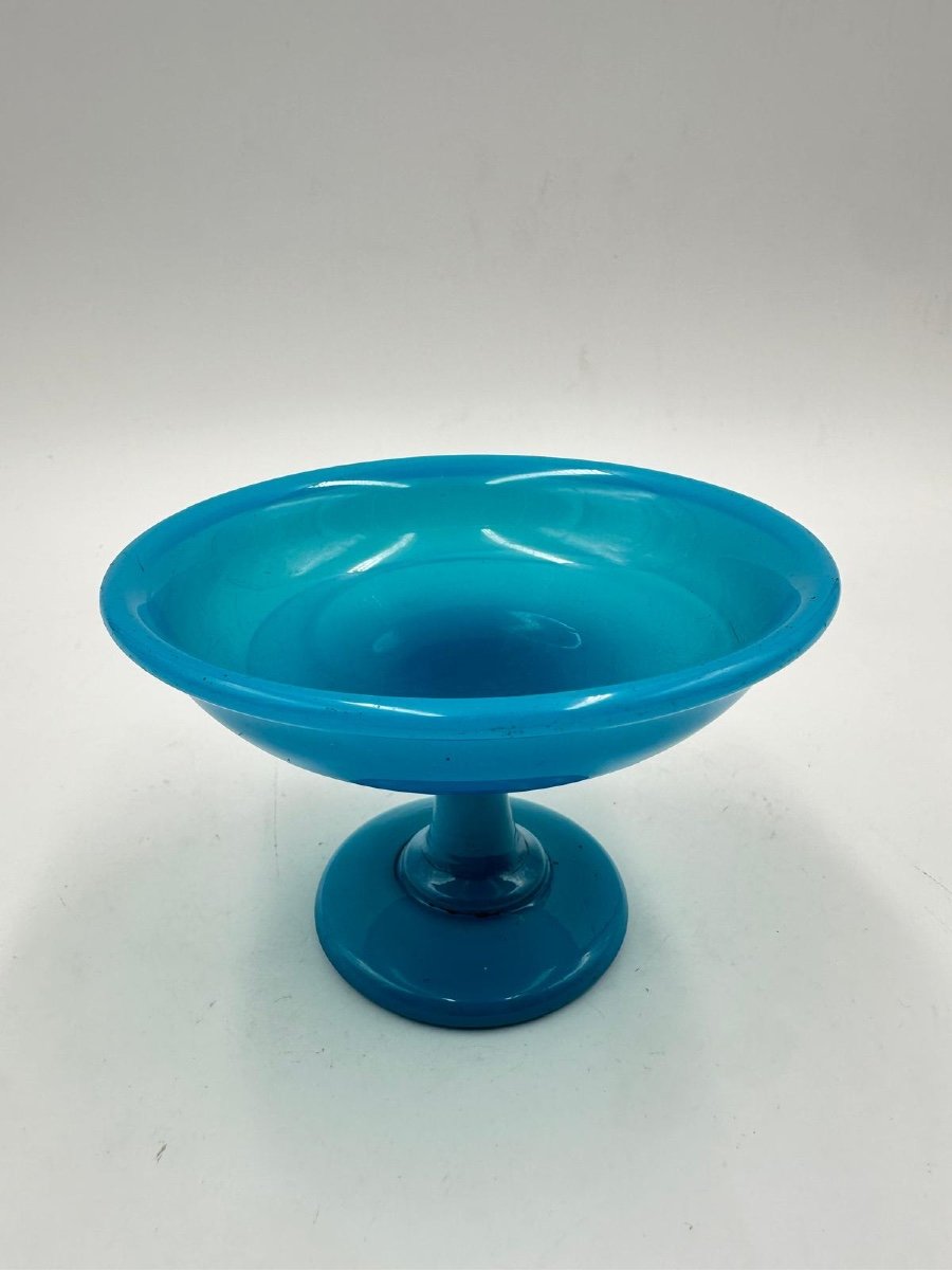 Antique Opaline Tazza In Blue,non Transparent. Epoque Charles X -photo-2