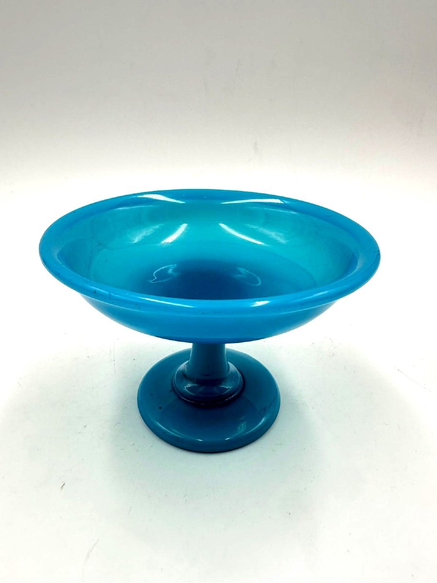 Antique Opaline Tazza In Blue,non Transparent. Epoque Charles X 