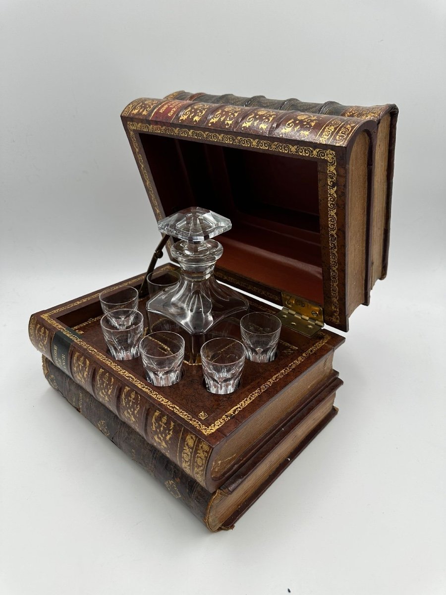 Antique Baccarat Crystal Set In Book Shaped Box-photo-5