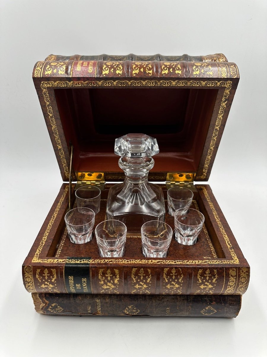 Antique Baccarat Crystal Set In Book Shaped Box-photo-7