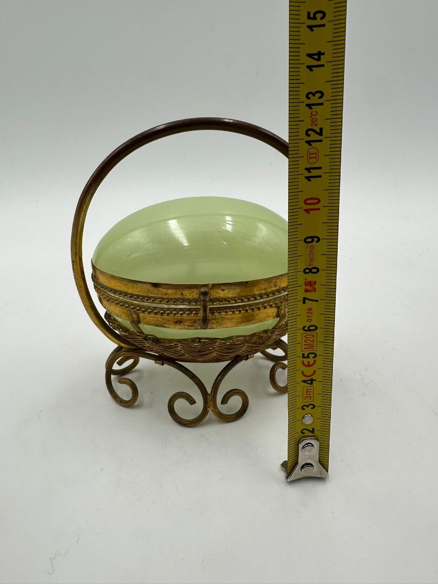 Antique Opaline Uranium Glass Box Egg Shaped.-photo-4