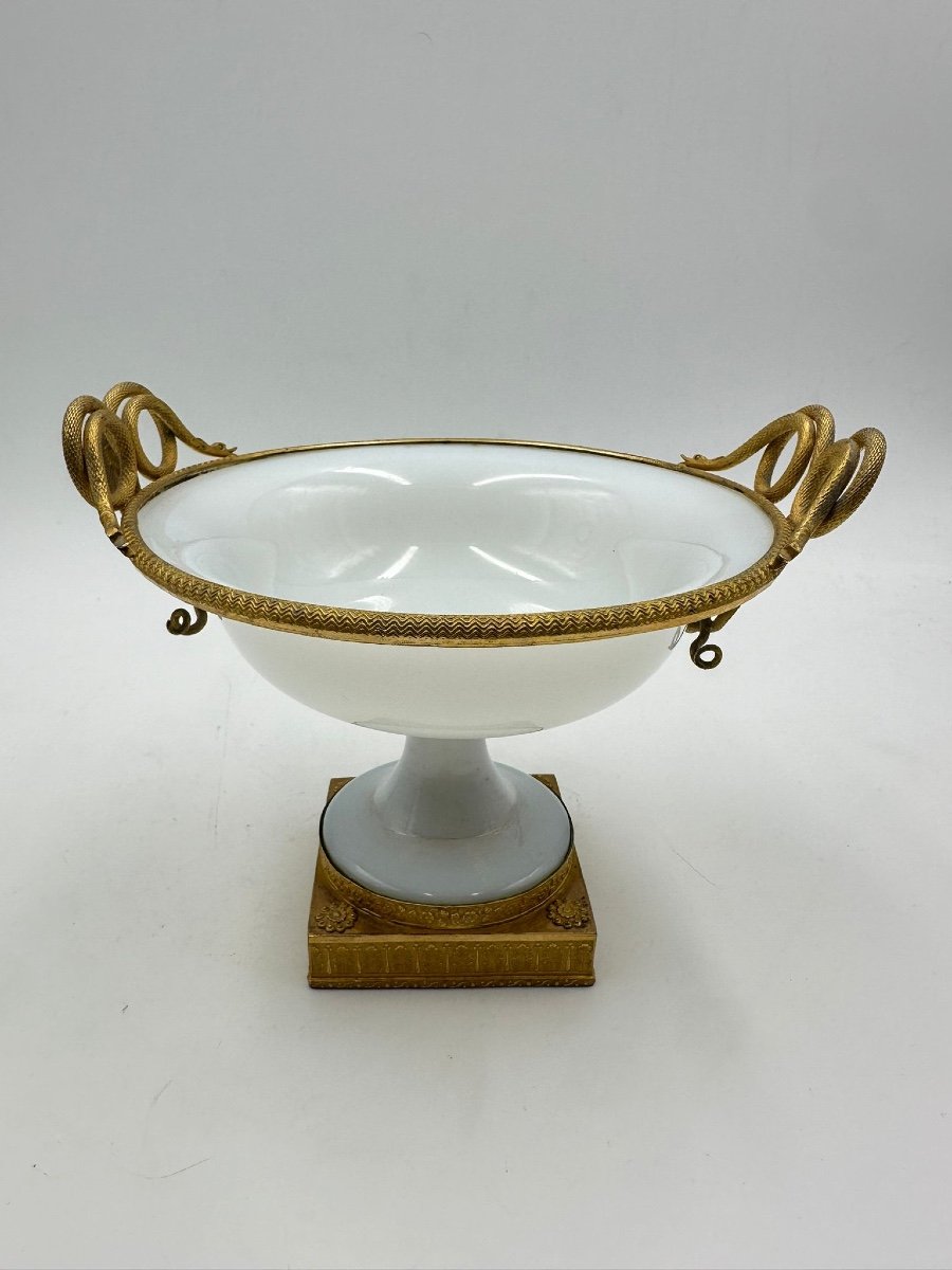 Antique Opaline Bronze Mounted Tazza,restauration Period.-photo-2