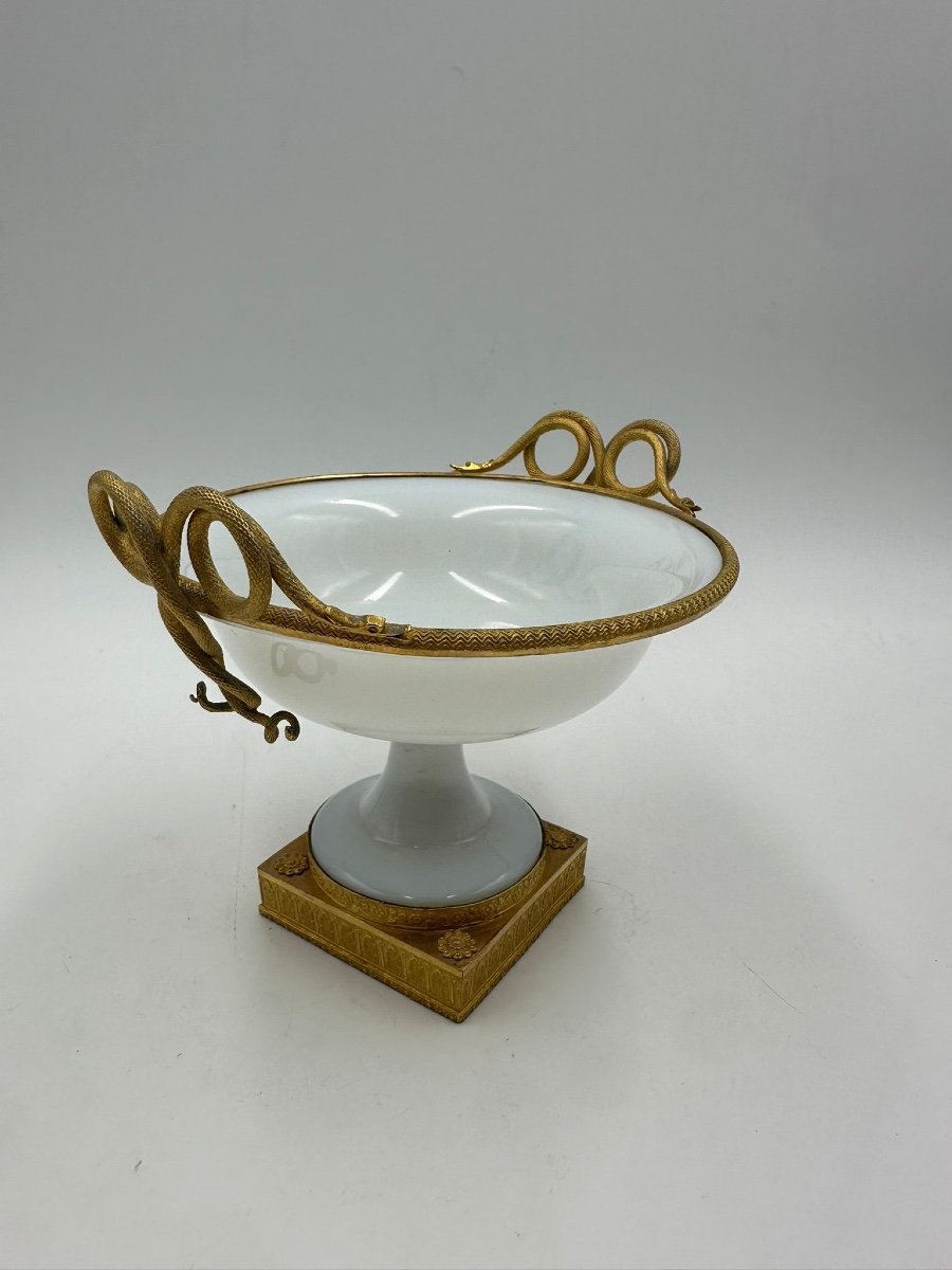 Antique Opaline Bronze Mounted Tazza,restauration Period.-photo-4