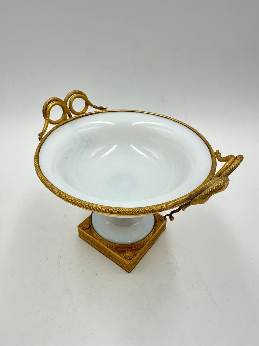 Antique Opaline Bronze Mounted Tazza,restauration Period.-photo-2