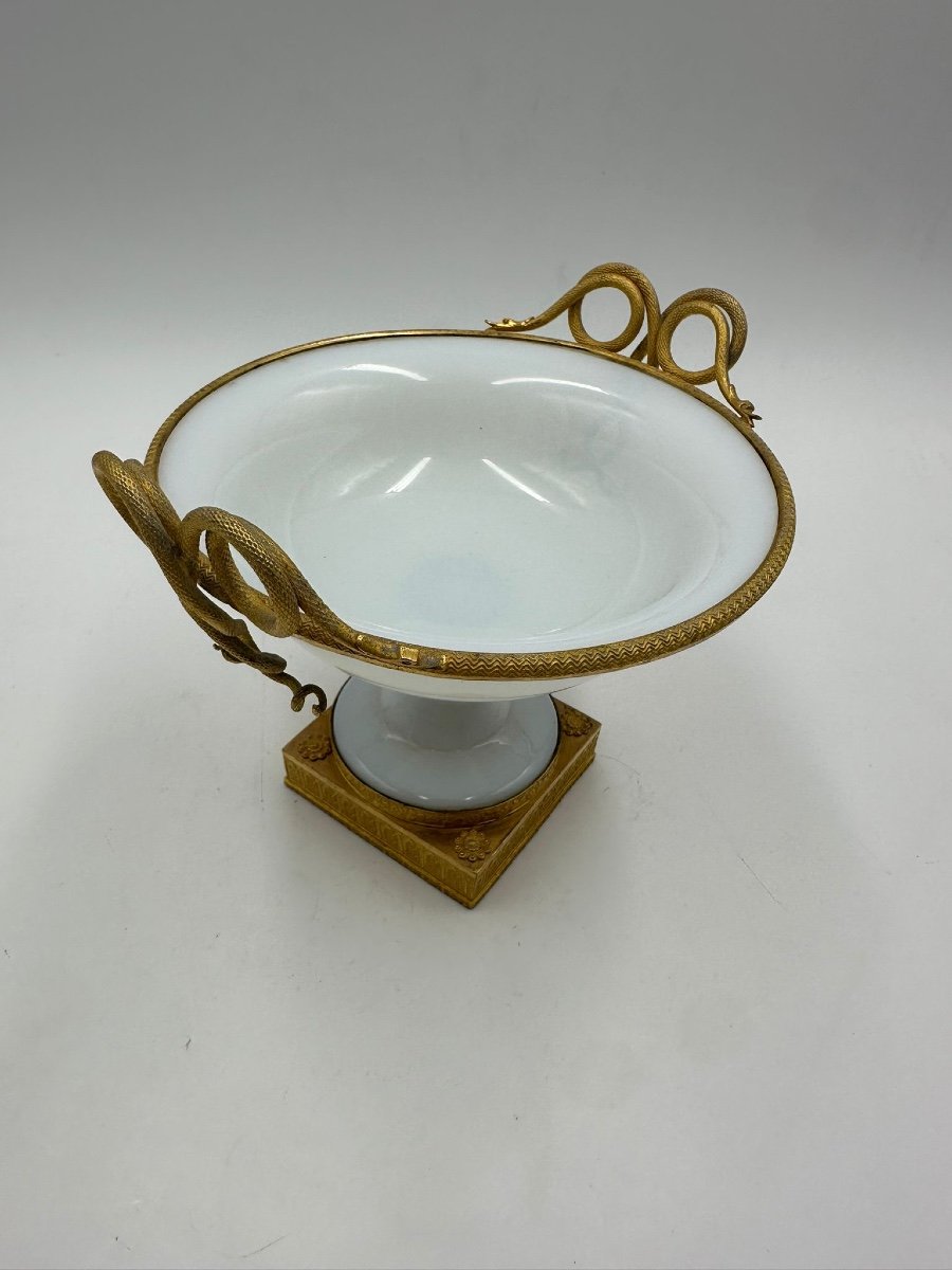 Antique Opaline Bronze Mounted Tazza,restauration Period.-photo-3