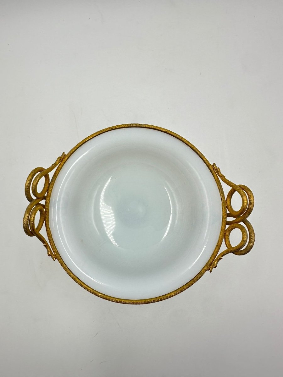 Antique Opaline Bronze Mounted Tazza,restauration Period.-photo-5