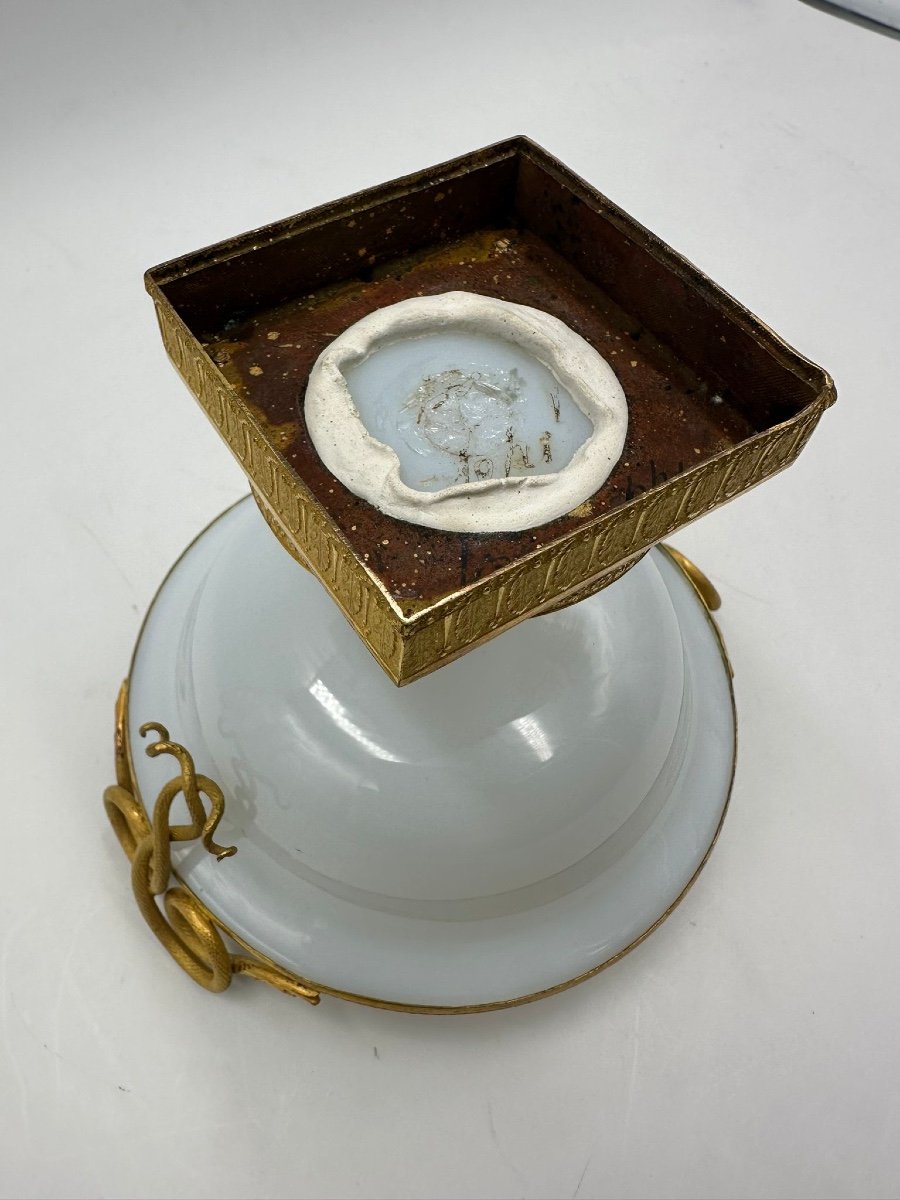 Antique Opaline Bronze Mounted Tazza,restauration Period.-photo-6