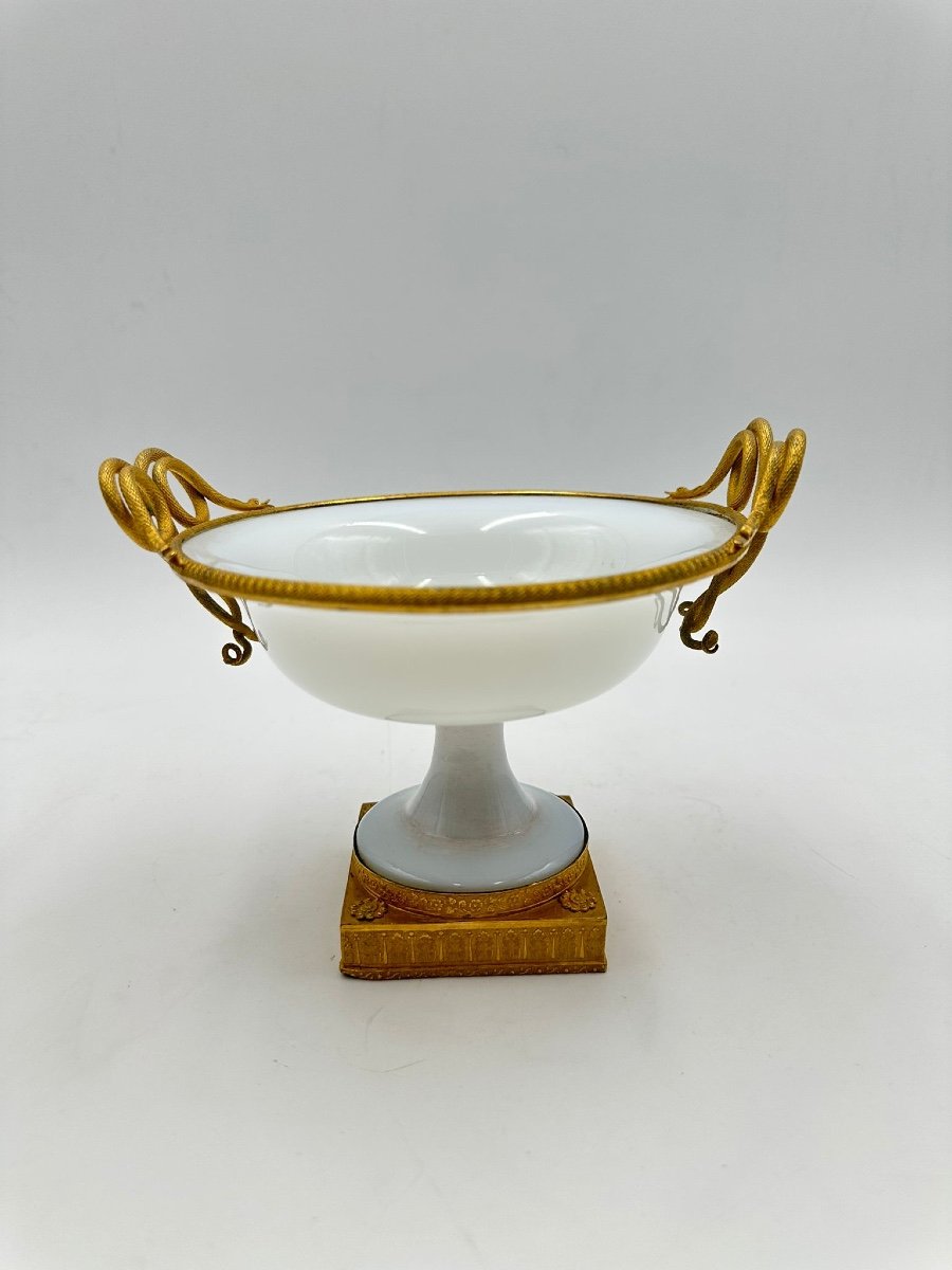 Antique Opaline Bronze Mounted Tazza,restauration Period.