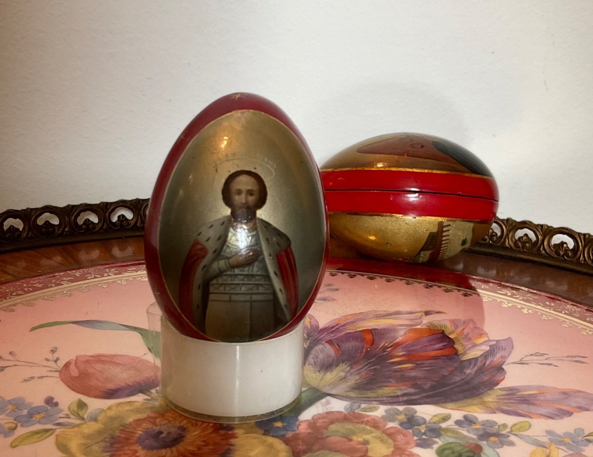 Russian Lacquer Paper Mache Easter Egg Alexander Nevsky,lukutin-photo-2