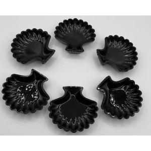 Plats En Forme De Coquille En Verre De Murano, Lot De 6 en Noir Foncé