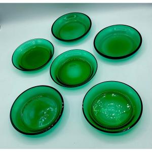 Wonderful Set Of 6 Murano Glass Plates,14cm. Perfect