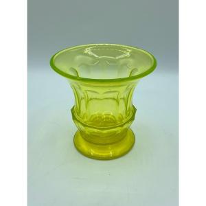 Antique Uranium Glass Vase, Bidermeier 