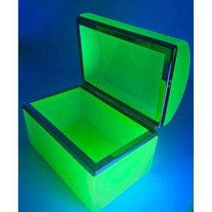 Antique Uranium Glass Casket Box.