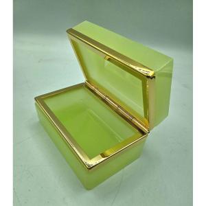 Antique French Opaline Uranium Glass Casket Box.