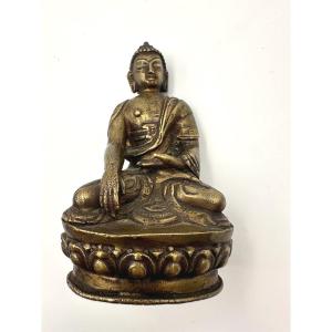 Statue Antique En Bronze Du Bouddha Assis  