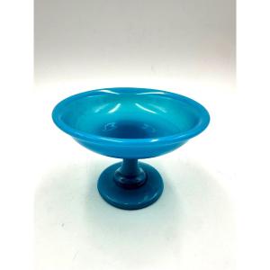 Antique Opaline Tazza In Blue,non Transparent. Epoque Charles X 