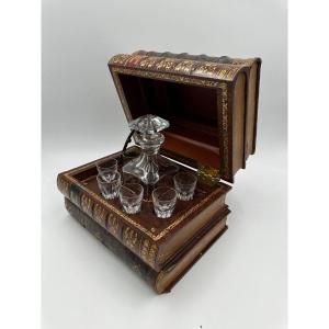 Antique Baccarat Crystal Set In Book Shaped Box