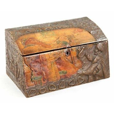 Antique Russian Wooden Abramtsevo Box With Basma