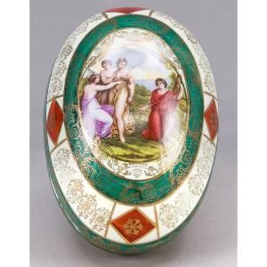 Antique Porcelain Lidded Box, Mythological Theme, Bohemia