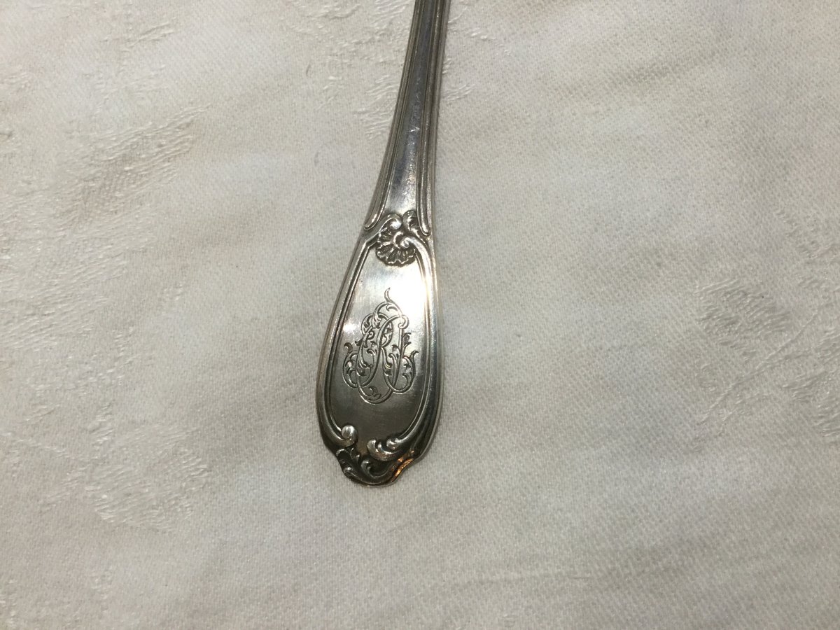 Suite Of 12 Silver Melon Forks Hallmark Minerva-photo-4