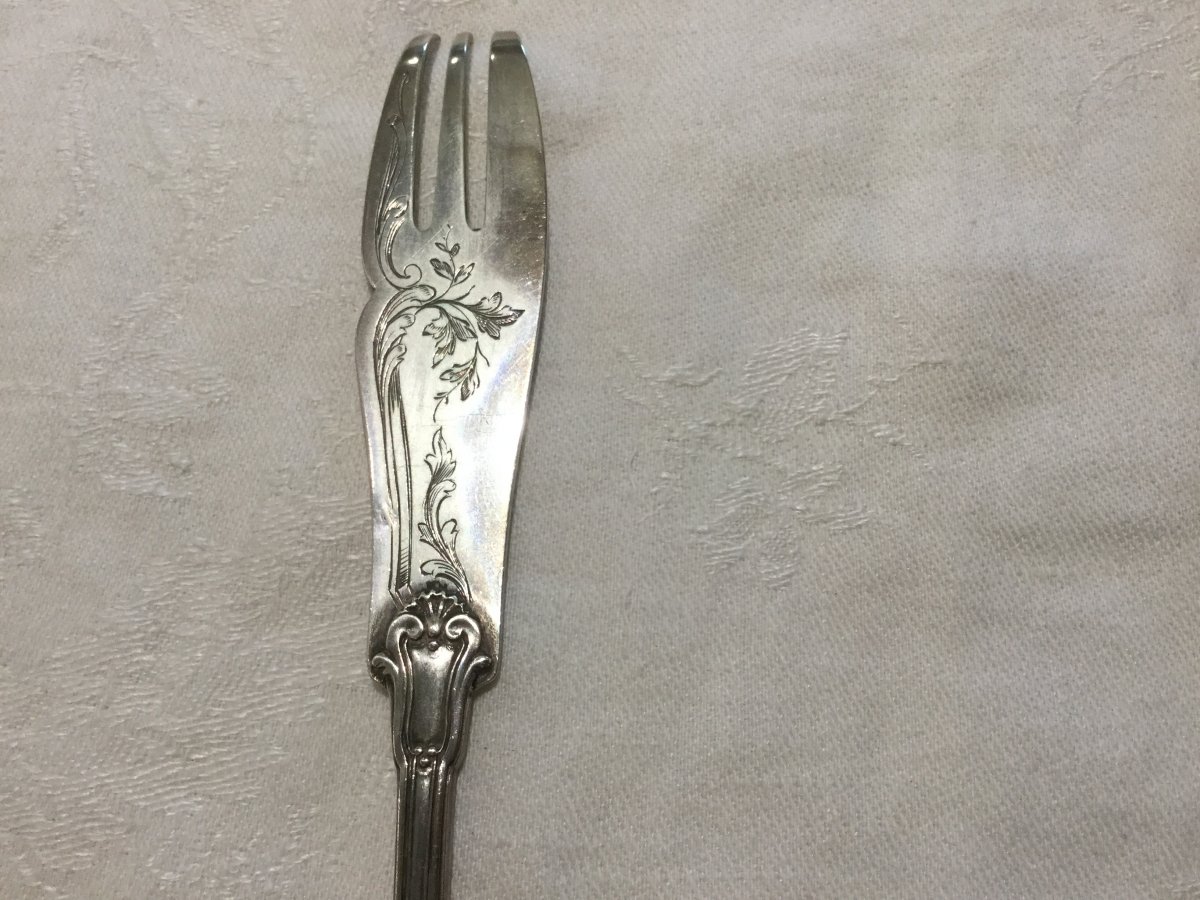 Suite Of 12 Silver Melon Forks Hallmark Minerva-photo-1