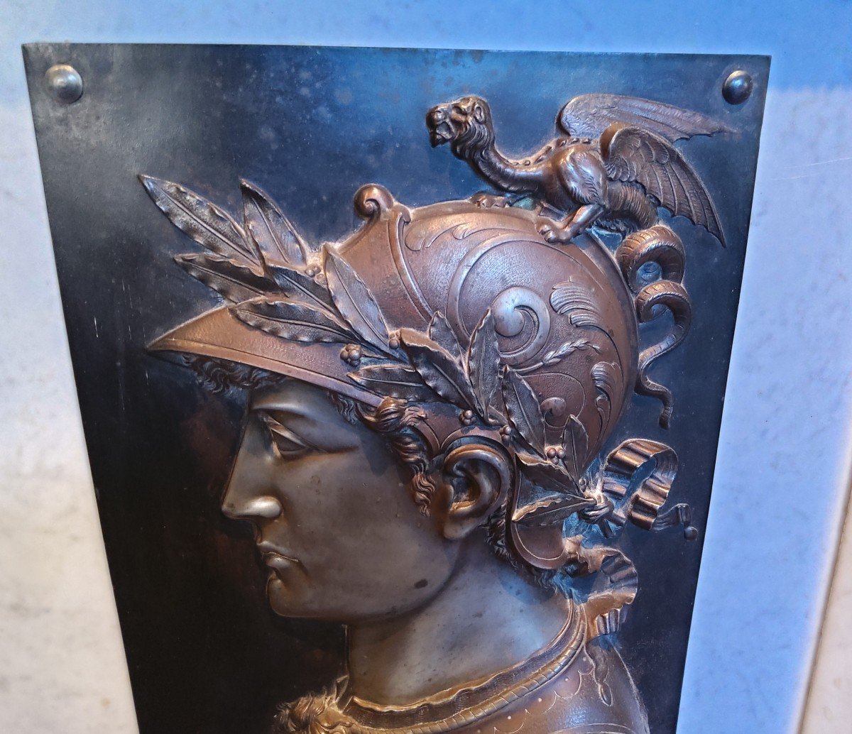 Plaque En Bronze 2 Patines Athena Ou Minerve -photo-2