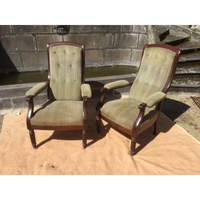 Pair Of XIXth Mahogany Armchairs