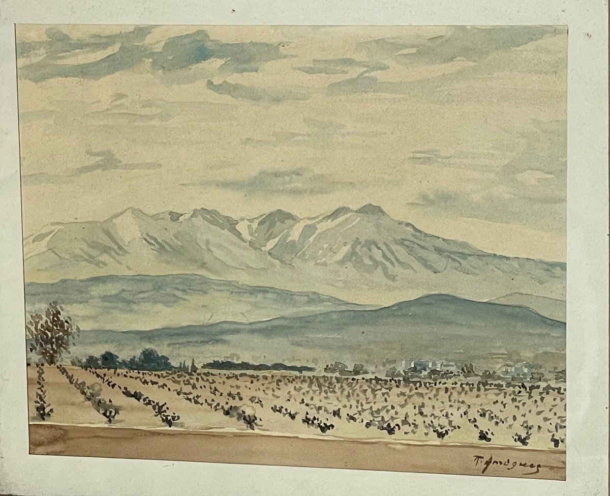 Watercolor Mount Canigou 