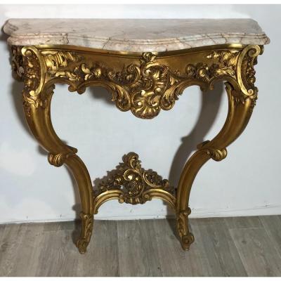Louis XV Console In Golden Wood