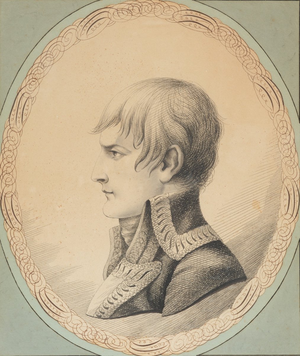 Napoléon Bonaparte de Profil à Gauche, dessin attribué à Jean-Joseph Bernard -photo-2